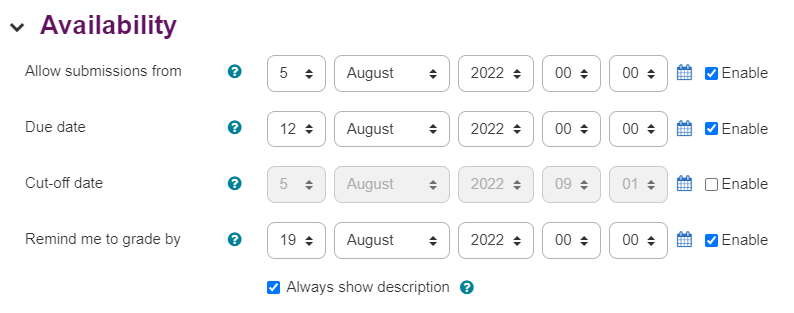 moodle assignment cut off date